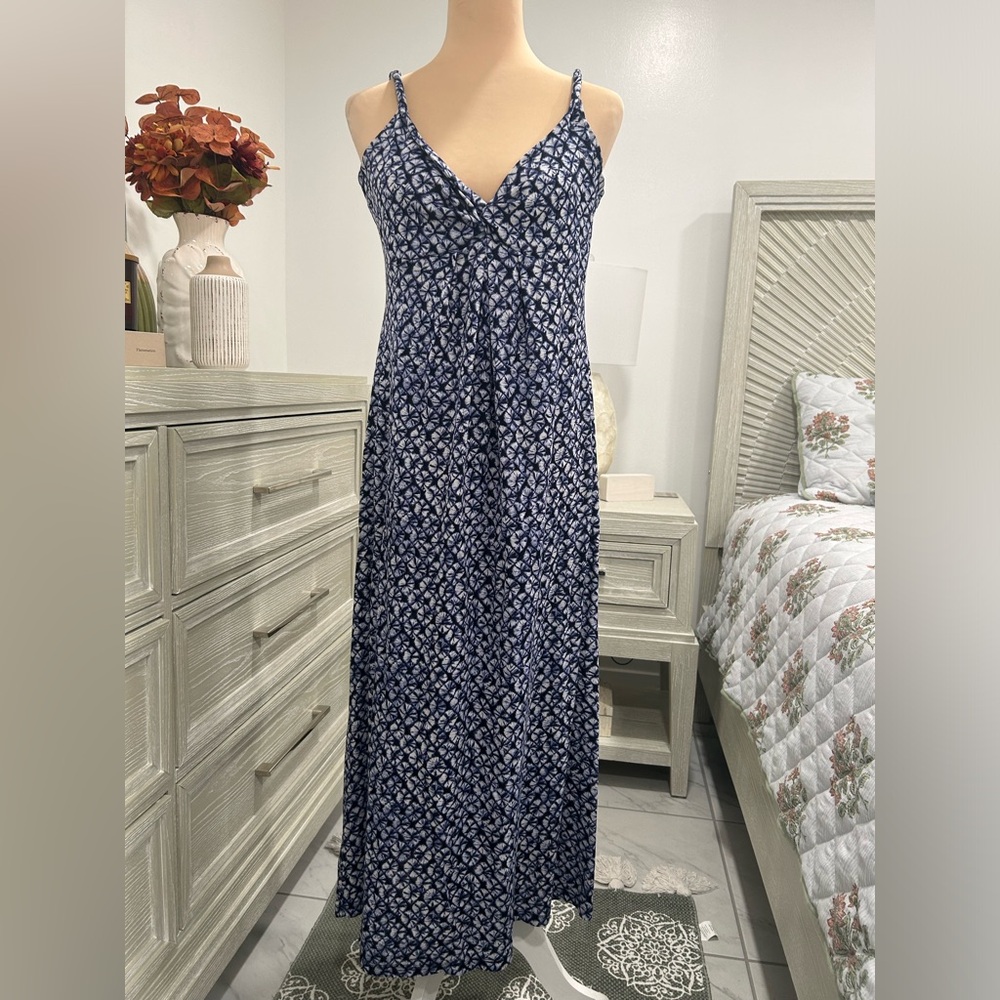 Talbots Navy and White Maxi Dress